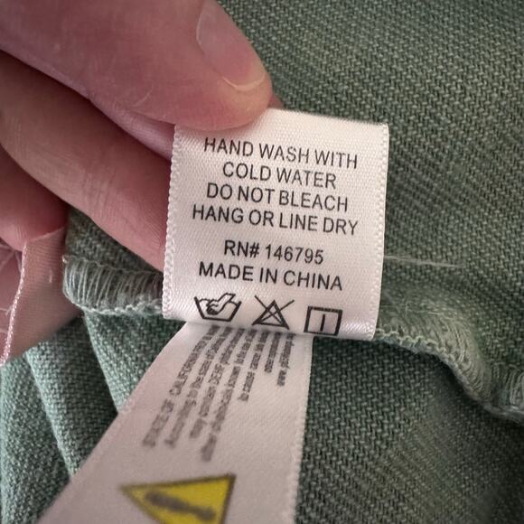 Louna Green Denim Babydoll Empire Puff Sleeve Tiered Mini Dress Women's XS Boho - Picture 9 of 9